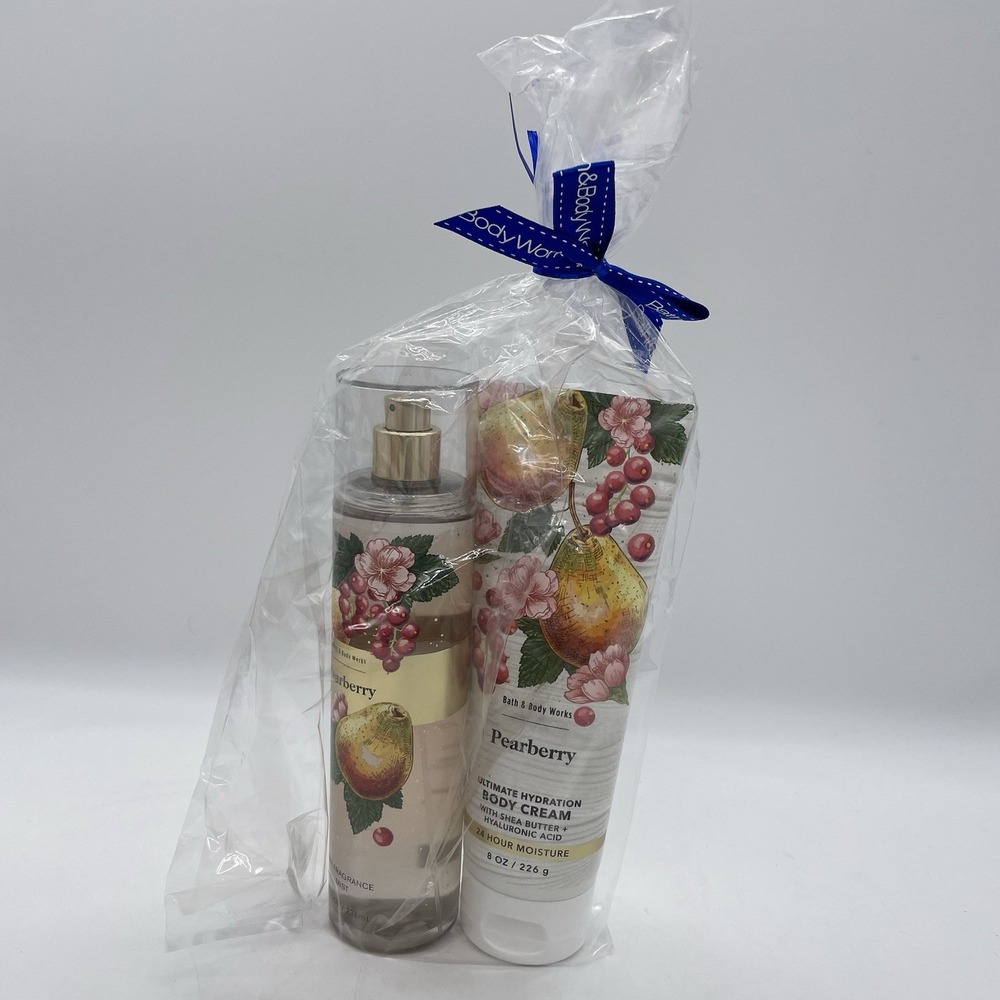 NEW Bath & Body Works PEARBERRY Body Cream & Fragrance Mist 8oz 2pc Set Gift LOT